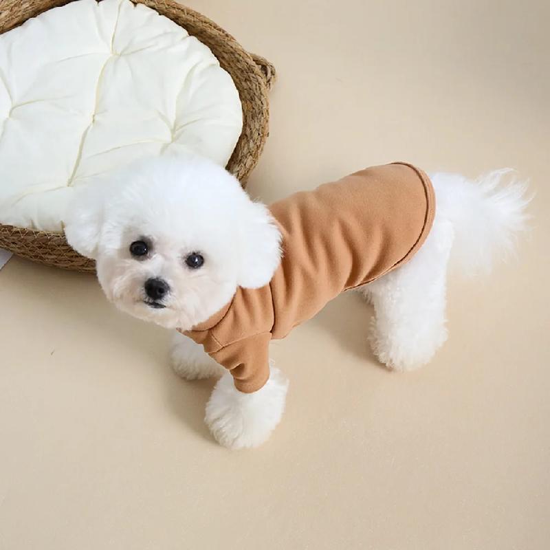 Autumn and Winter Pet Solid Color Warm Hoodie Bottom Shirt Simple and Versatile Double sided German Velvet Thick High Neck Hoodi