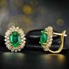 Huitan Temperament Women's Hoop Earrings with Green Cubic Zirconia Daily Wear Aesthetic Female Accessory Luxury Wedding Jewelry