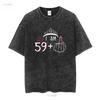 Womens T Shirt I Am 59 Plus 1 Middle Finger 60th Birthday 60 Years Old long or short sleeves vintage Washed Stretched
