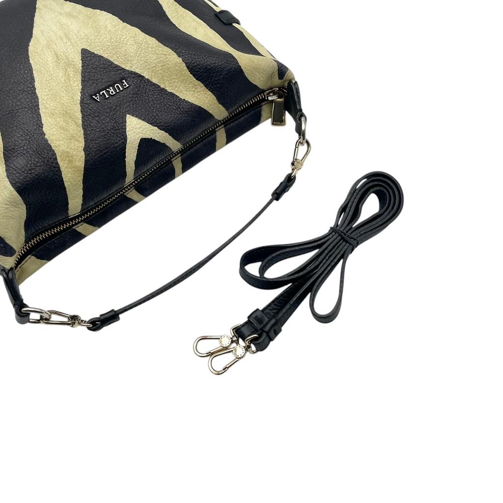 Used Furla Shoulder Bag Zebra Pattern 2-Way Shoulder BagShoulder Bag black/white leather Women