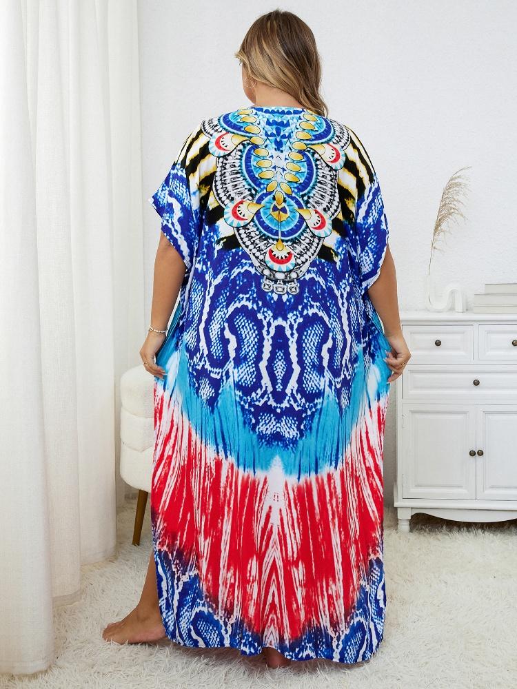 EDOLYNSA Красочный богемный женский халат больших размеров, Домашняя одежда, кафтан, легкая куртка, купальник, накидка, пляжная одежда, домашний халат Q1415