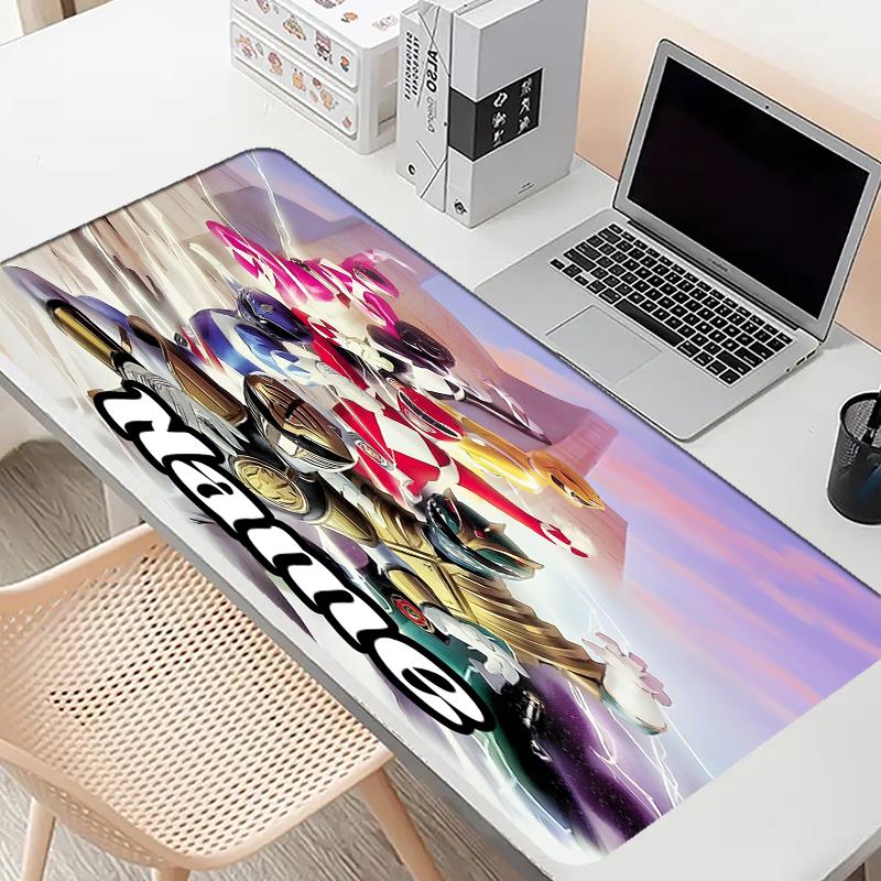 Custom Name Personalized Mighty Morphin Power Rangers Pattern Mousepad, Laptop PC Desk Mat, Decorative Desk Mat for Home Keyboard Pad Gift