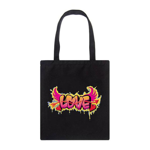 Новая женская сумка через плечо Ulzzang с забавным мультяшным письмом в стиле Харадзюку, готическая школьная сумка Y2k, холщовая сумка большой вместимости, повседневная сумка-шоппер