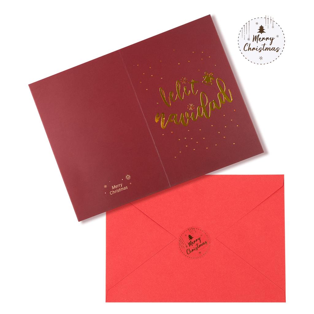 Merry Christmas Fold Greeting Cards with Envelope Xmas Party DIY Gifts Box Card for New Year Festival Decorations Navidad Noel