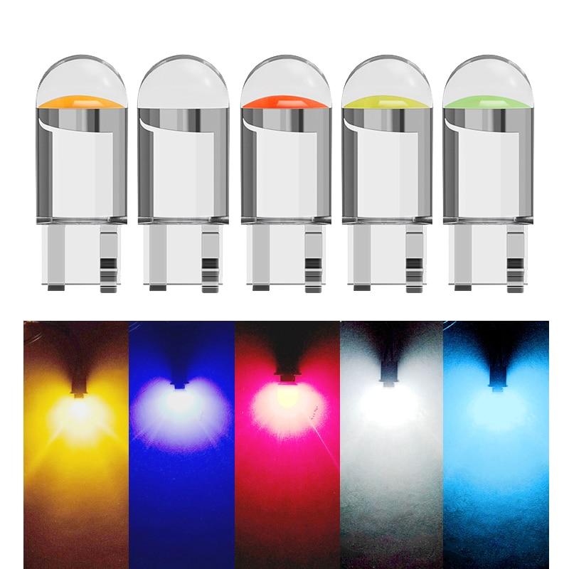 10 PCS Car LED COB Bulb T10 W5W Signal Light 12V 7500K White Auto Interior Dome Reading License Plate Lamps Wedge Side Bulbs