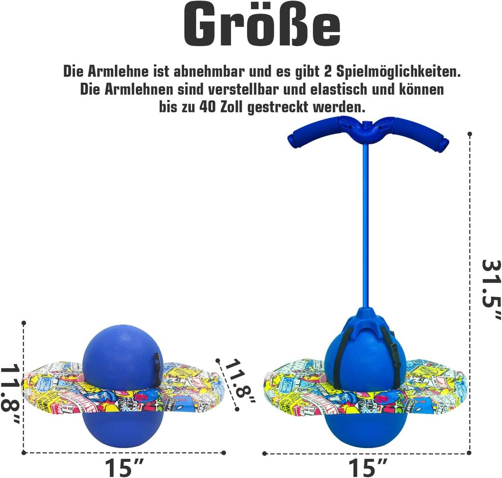 Pogo Ball with Handles. The Handles Are Adjustable, Equipped with an Air Pump, Suitable for Children and Adults, for Training Balance Capacity,