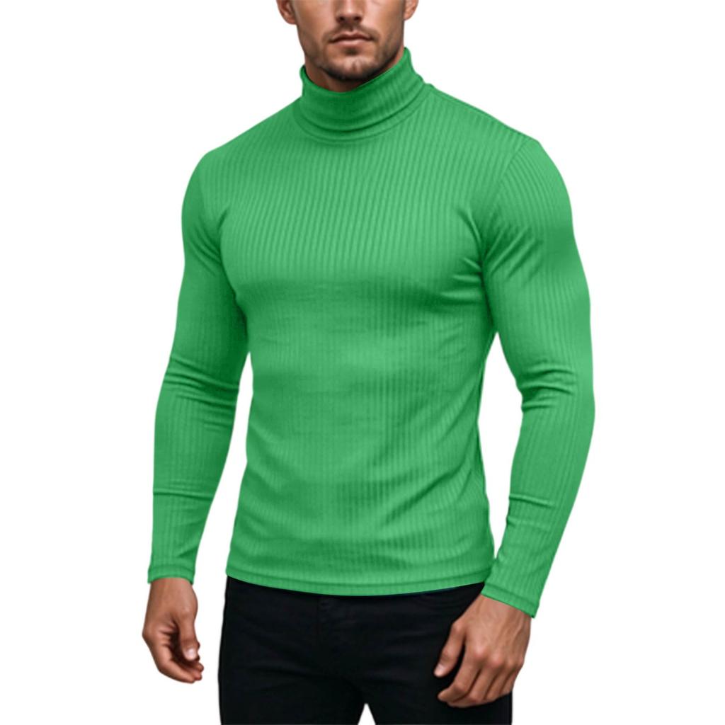 Men's Color Long Sleeve Undershirt Casual Base Layer Top for Fall Winter