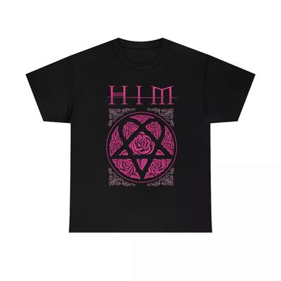 Heartagram Роза Him Band Черная футболка с коротким рукавом Полный размер S-5XL TT389 Унисекс футболка