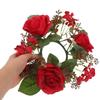 2Pcs Rose Rings Artificial Flower Wreaths with Greenery Garland Floral Pillar Centerpiece Wedding Home Party Table Decor