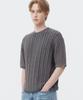 TRILLION Vintage Washed Cable Half Sleeve Knit [Lavender Grey]