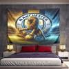 Lion Football Logo Stadium Gold Blue Patterned Tapestry for Bedroom and Living Room Home Decor Sofas