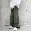 Men Cargo Pants Street Style Loose Multi Pockets American Retro Trousers Solid