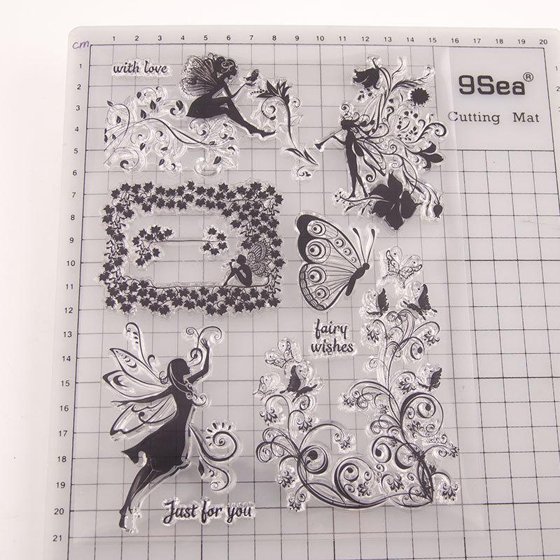 Flower Butterfly Fairy Transparent Silicone Clear Stamps for Seal DIY Scrapbooking Photo Album Decor Art Mushroom