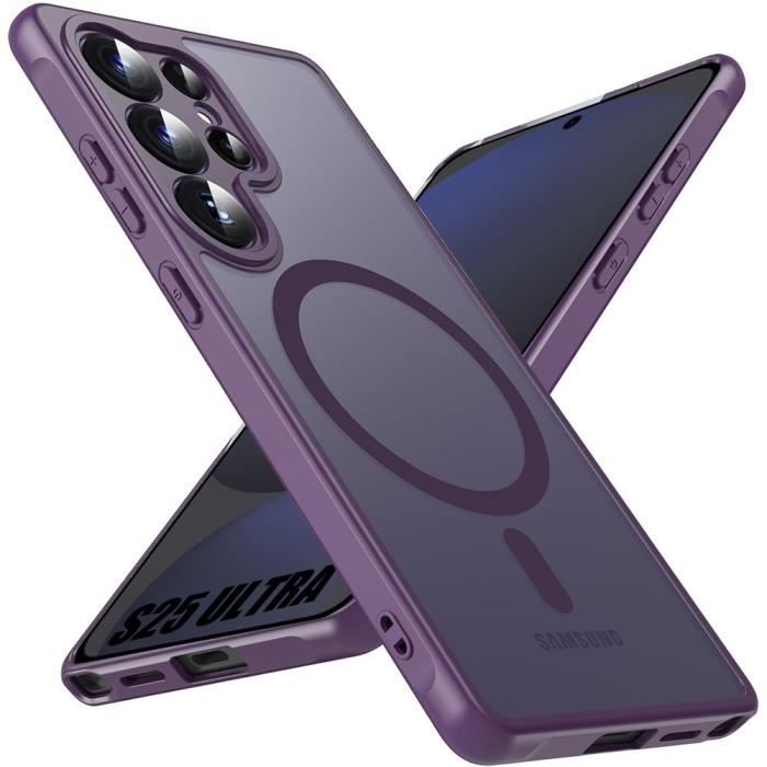 Case for Samsung Galaxy S25 Ultra, Protection with Magnetic Ring and Anti-Scratch Shockproof Camera Glass - Purple