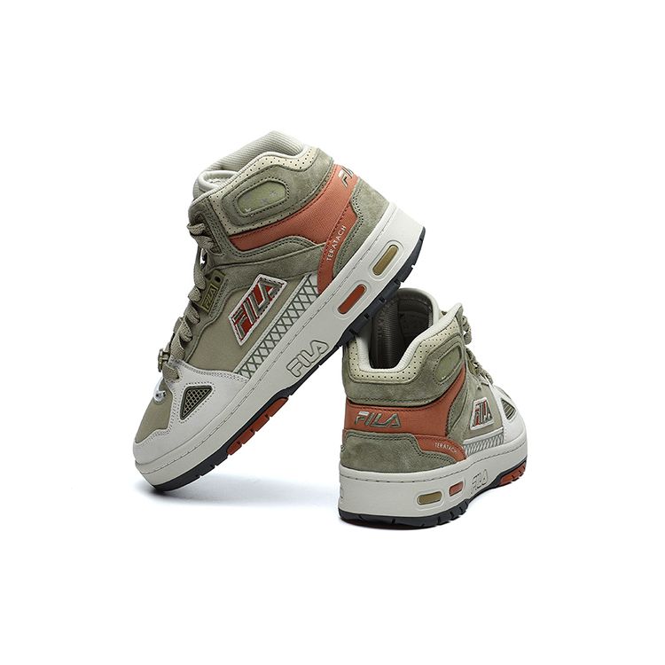 Fila Fusion Teratach Универсальные Амортизирующие Прочные Средние Ретро Баскетбольные Кроссовки Мужские Кроссовка Зеленый Серый T12M141219FTS