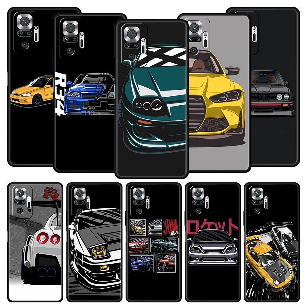 Чехол для телефона для Xiaomi Redmi Note 14 13 12 5G 9S 9 10 11 Pro Plus 4G 9T 14C 13C 12C 10C 9C 9A Cover JDM Type R Civic Sport Car