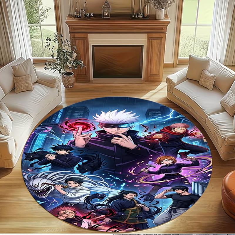Demon Slayer Print Round Rug, Washable Floor Carpet, For Entryway Dorm Laundry Room Office Study, Home Decor Birthday Christmas Gift