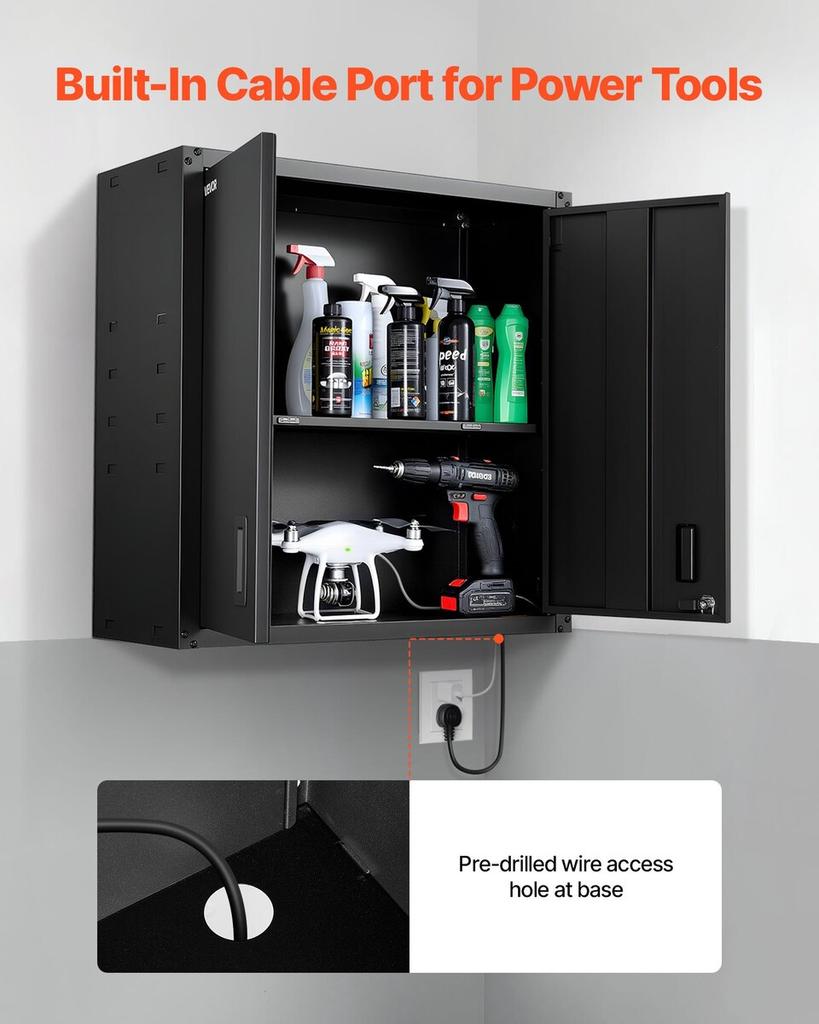 Metal Wall Cabinet, 76.2W x 31D x 76.2H cm, Steel Floating Hanging Storage Cabinet with Locking Doors and Adjustable Shelf for Garage, Basement,
