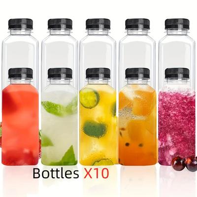 10 шт. прозрачных пластиковых бутылок для сока без BPA, герметичные многоразовые бутылки для домашних напитков, прочные контейнеры для сыпучих продуктов