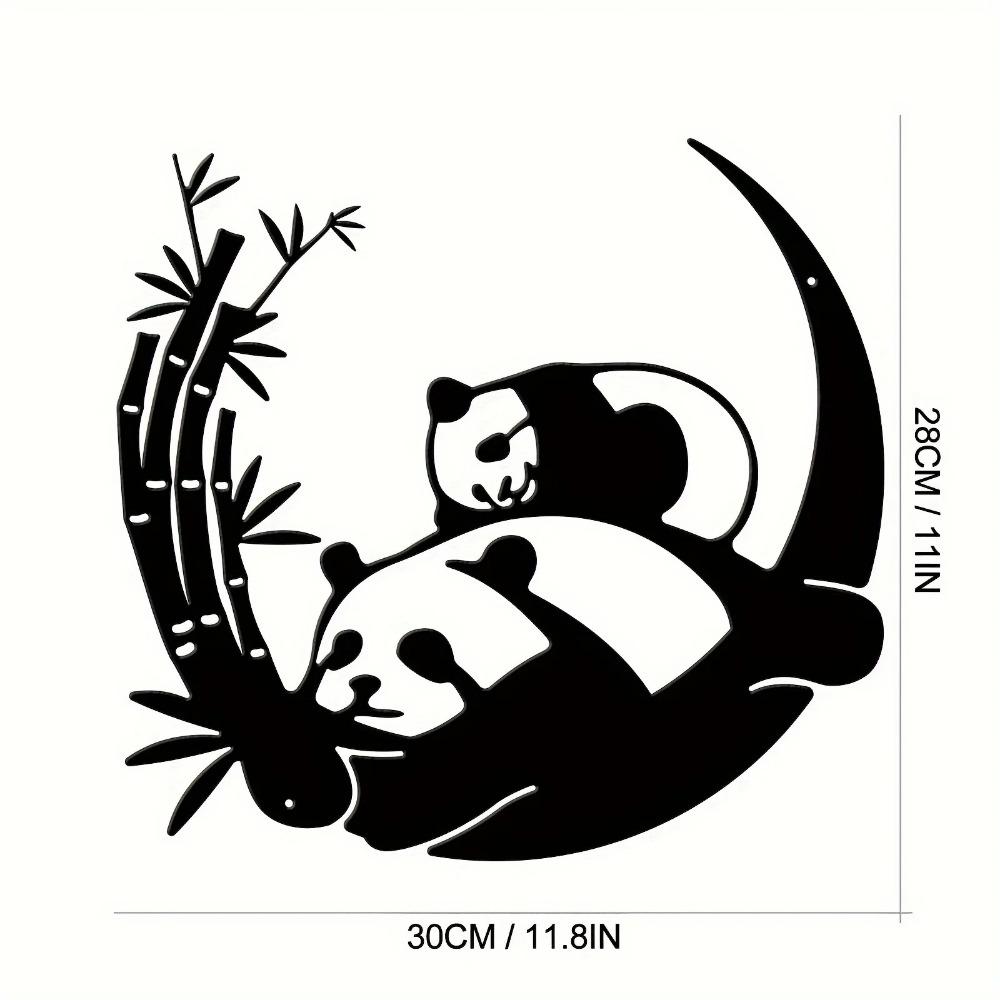 Панда Металлическая настенная скульптура силуэта животного Современный фермерский дом Черный декор для сельского семейного офиса Стильное украшение для дома