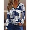 Fashionable High-quality Casual Geometric V-neck Long Sleeved Women's T-shirts