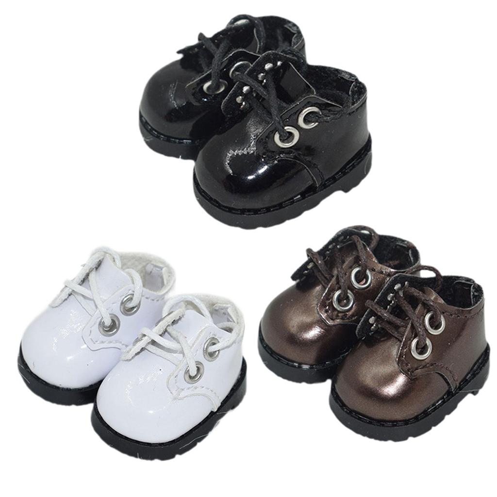 1 Pair Doll Accessory Shoes Dress Up Toy for 15cm Doll DIY Supplies Stylish Fashion Doll Lace up Shoes Doll PU Leather Shoes