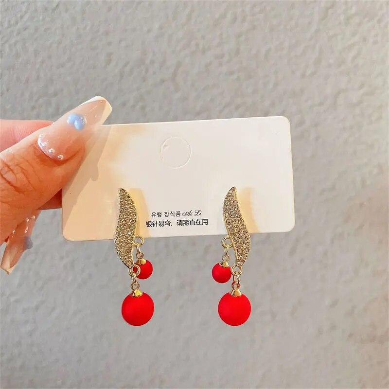 Women's Double Pearl Pendant Earrings