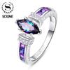 Special Marquise Shape Exquisite Colorful Oval Zircon Ring Female Fashion Cocktail Party Rings for Women