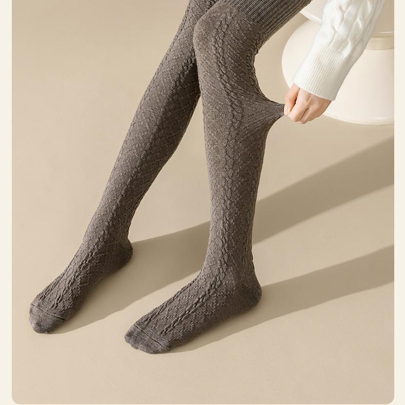 Шерстяные гольфы для осени и зимы, утолщенные, теплые, длинные, японские, скрученные из жареного теста, универсальные, без катышков, высокие, длинные чулки