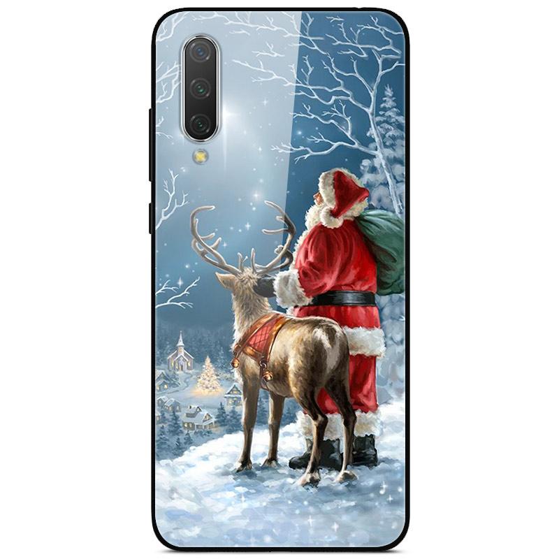 New Year Christmas Case For Xiaomi Mi 9 Lite CC9 CC9E A3 9T SE Tempered Glass Hard Cover For Redmi Note 8T 8 7 K20 Pro Bumper