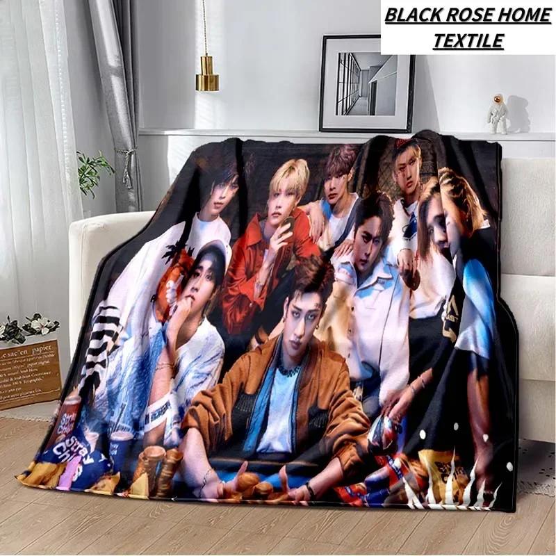 Плед с модным принтом KPOP stray-kids Idol Art, для гостиной, мягкий плюшевый плед для сна, Плед