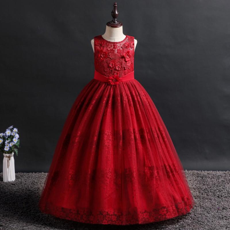 Girls Long Formal Dress Princess Gown Pageant Wedding Party Kids Prom