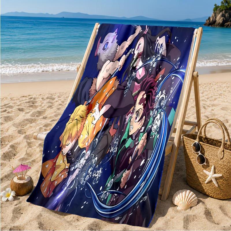 Anime Slayer Characters Beach Towel Microfiber Beach Towel, Lightweight and Quick-Dry, for Summer Travel, Swimming Pool Fan Birthday Gift
