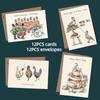 Christmas Card Set 12 Pieces Of Festive Cards And Envelopes With A Simple And Modern Design