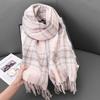 2025 New Plaid Scarf Imitation Cashmere Fringed Shawl Autumn and Winter Couple Atmosphere Warm and Thickened Scarf