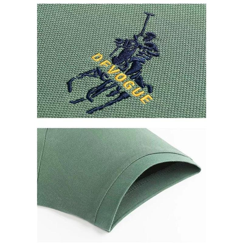 Мужская рубашка-поло с вышивкой, не требующая глажки, в деловом стиле