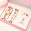 Popular Women'S Watch With Diamond Temperament Jewelry E14 Full Diamond Pearl Set Watch Necklace Accessories Set
