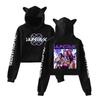 Аниме K-Pop Охотники на демонов Женская толстовка с кошачьими ушками Мультяшный пуловер Свитшот для поклонников аниме, K-pop и кино