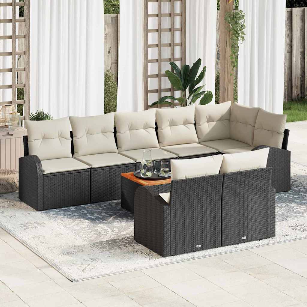 9 piece garden sofa set with cushions black poly rattan