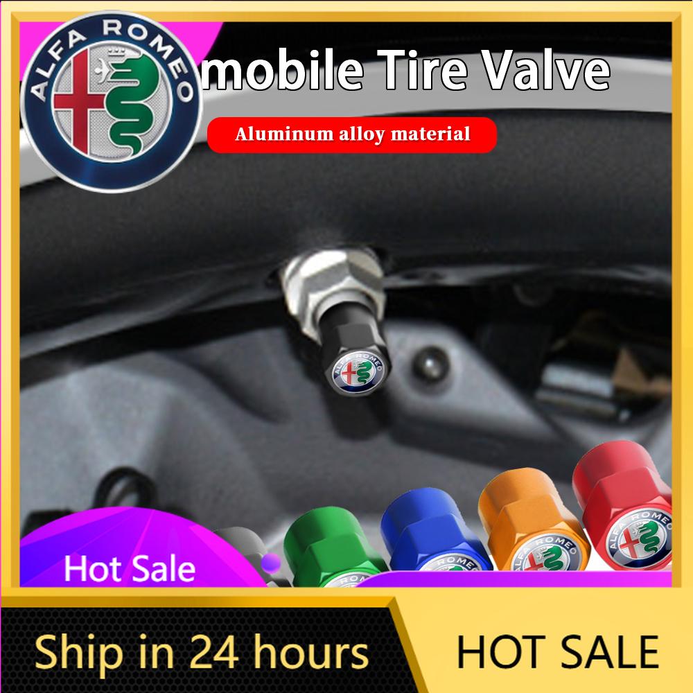 Car Stickers For Alfa Romeo 4PCS aluminium Car Badge Wheel Tire Air Valve Caps Stem Cover For Alfa Romeo Sportiva Stelvio Giuli