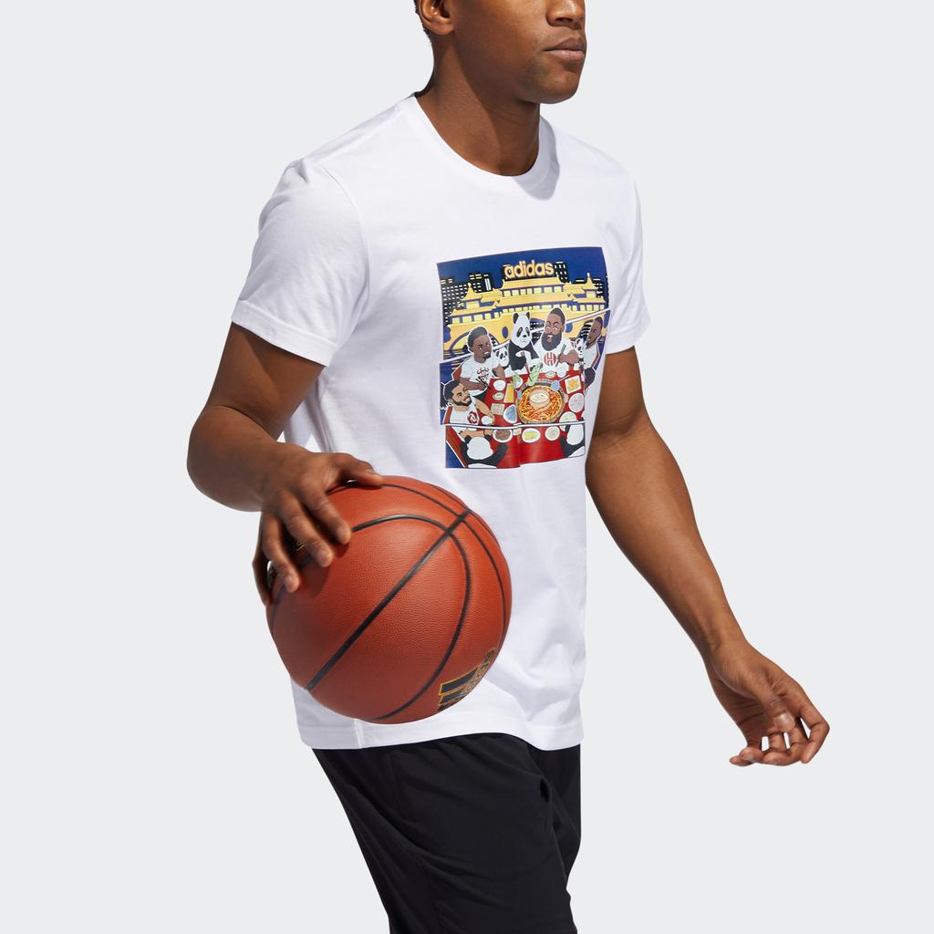 Adidas Chengdu Cartoon Print Basketball Sports Tee Men Tops White GE1062
