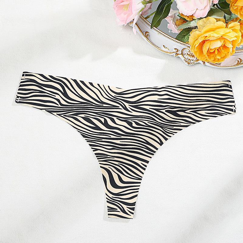 Сексуальные стринги большого размера с леопардовым принтом, низкая посадка, ледяной шелк, хлопковая ластовица - Европейский и американский стиль