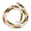 Natural Moonstone Golden Topaz Aventurine Gemstone Beads Necklace 17" UB-4881 UB-4881