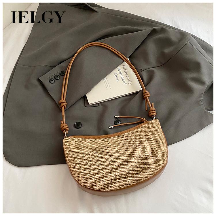 IELGY Hand-Woven One-Shoulder Messenger Dumpling Bag