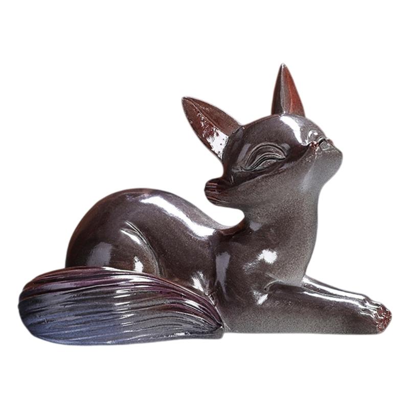 Термостойкий меняющий цвет керамический лис чайный питомец фигурка ручной работы для украшения дома и офиса