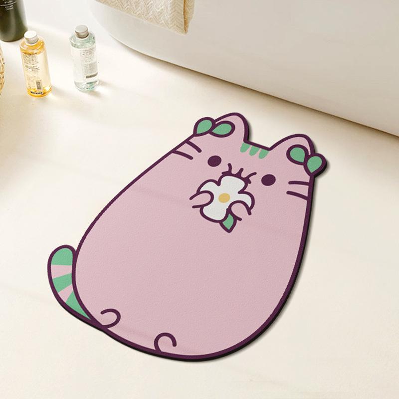 Мультяшные вентилируемые неровные противоскользящие коврики для ног в ванную комнату, для двери ванной/туалета, устойчивые к грязи и водопоглощению, легко сохнущий коврик для пола из диатомовой земли