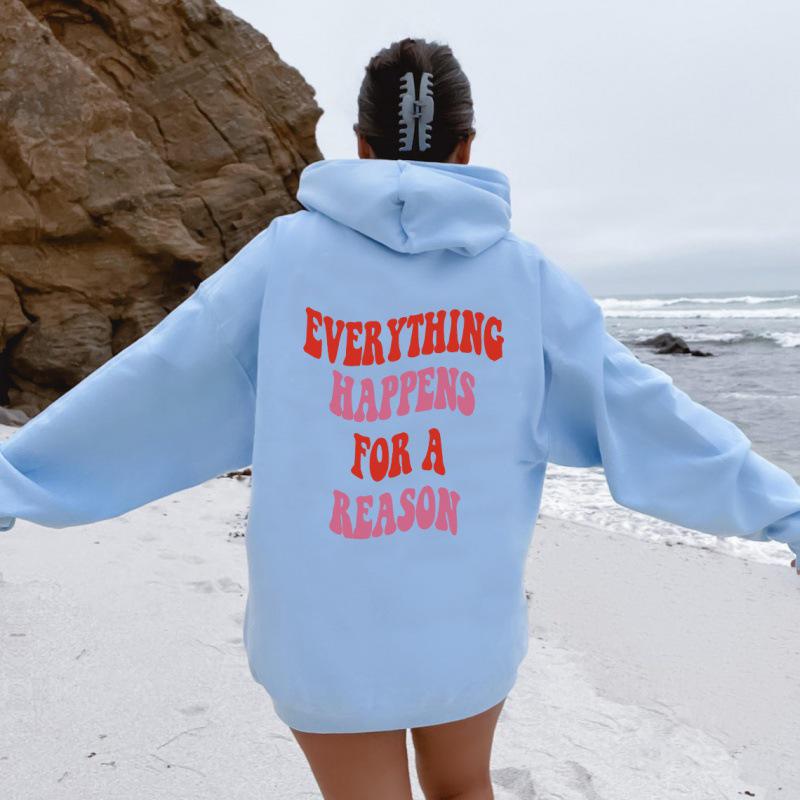 Reason Letter Print Double Hoodie Sweatshirt for Autumn/Winter
