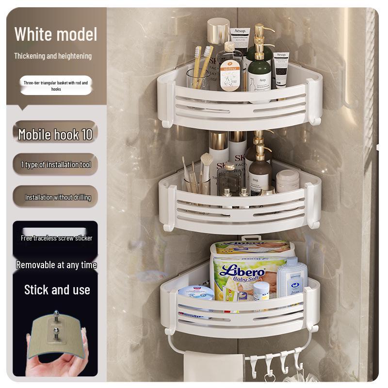 Gunmetal Punch-Free Space Aluminum Corner Bathroom Shelf