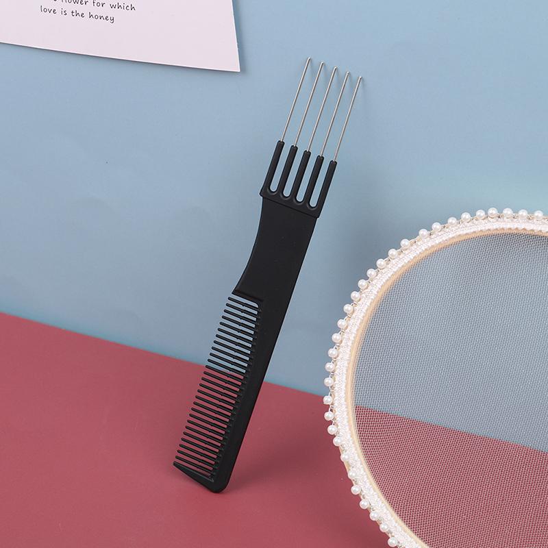 1 × Парикмахерская двухсторонняя зубная расческа для волос Стальная игольная расческа для парикмахерских услуг