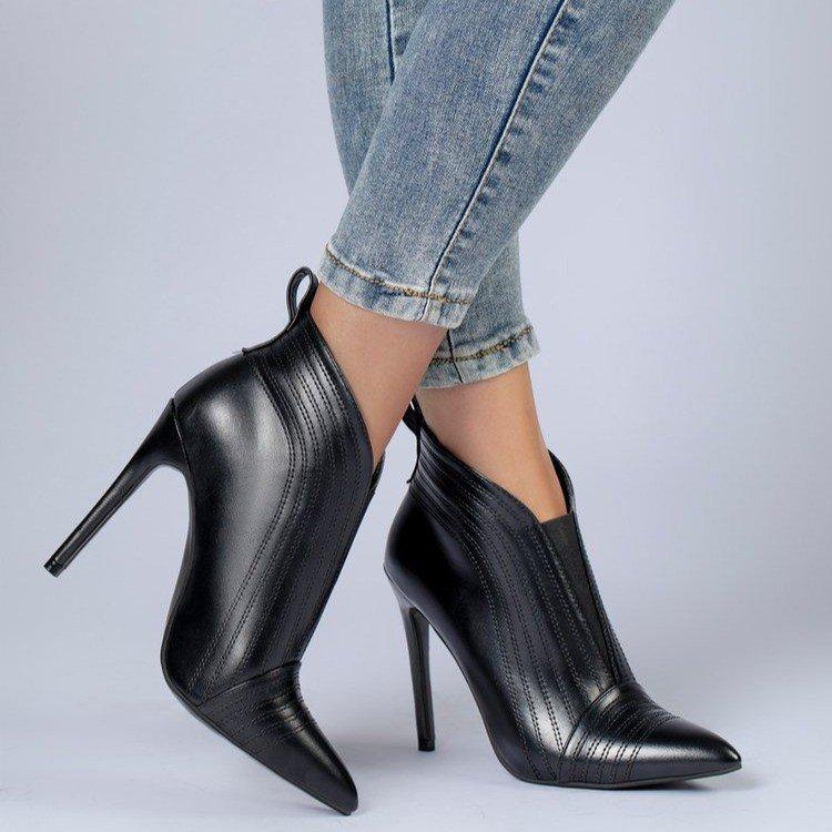 Ботильоны челси на высоком каблуке в европейском и американском стиле, осенние однотонные, с увеличивающей рост короткой модной обувью